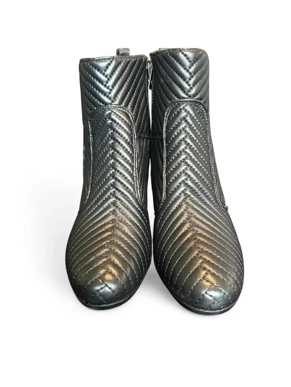 Chevron Quilted Black Ankle Boots